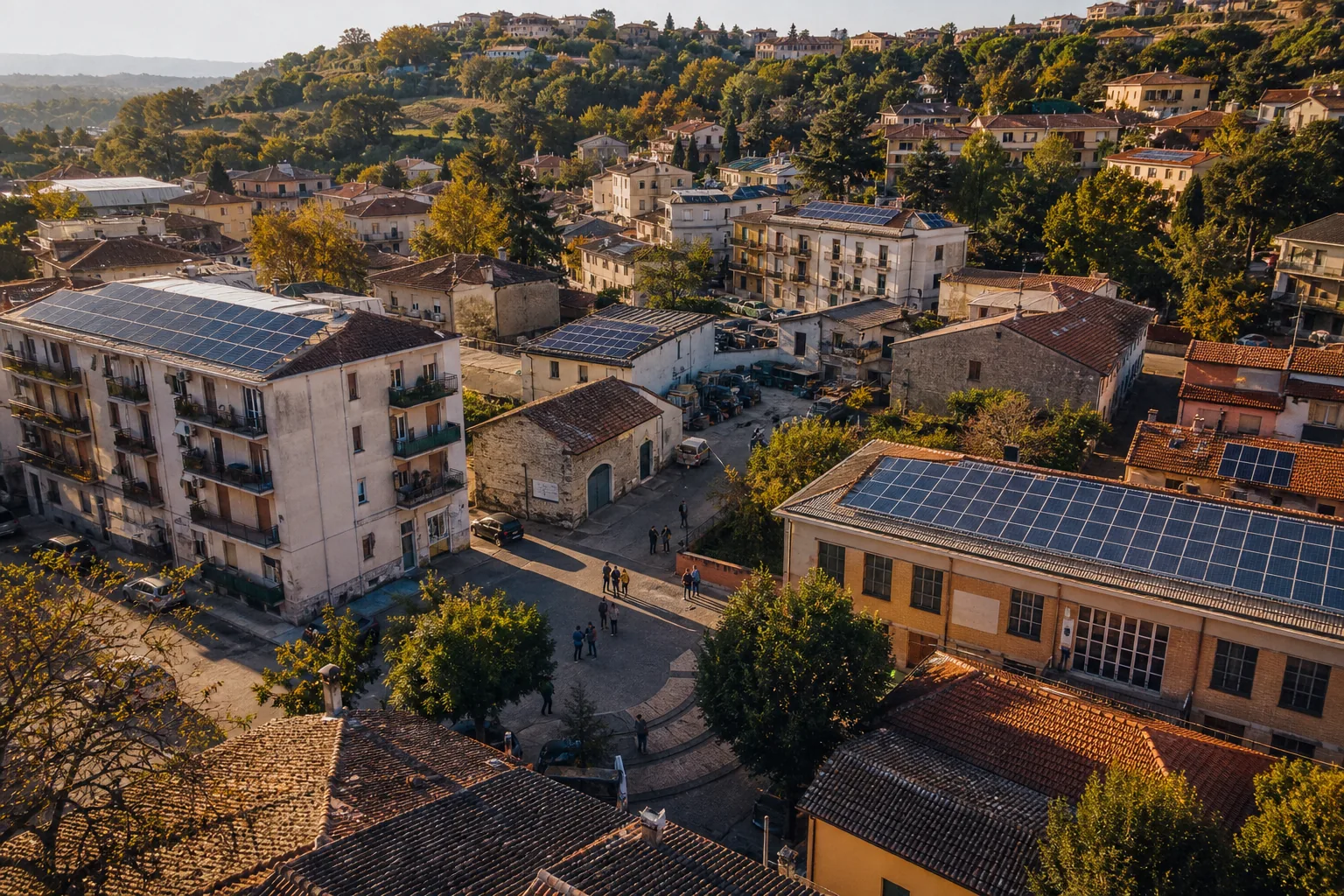 Shema zajednice obnovljive energije s fotonaponskim sustavima, brojačima i tokovima dijeljene energije