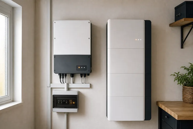 Hibridni inverter i baterija za pohranu energije montirani na zidu